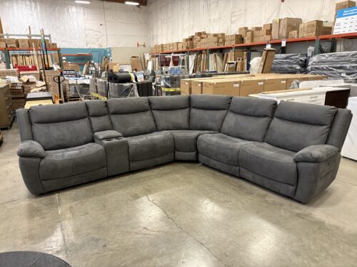 ZAKARY 6 Piece Grey Fabric Power Reclining Sectional Sofa (As Is)