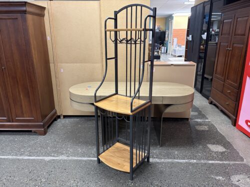 Light Brown & Black Metal Framed Standing Wine Rack