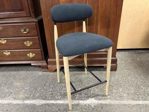 RESTORATION HARDWARE Arno Black Fabric & Whitewashed Oak Counter Stool