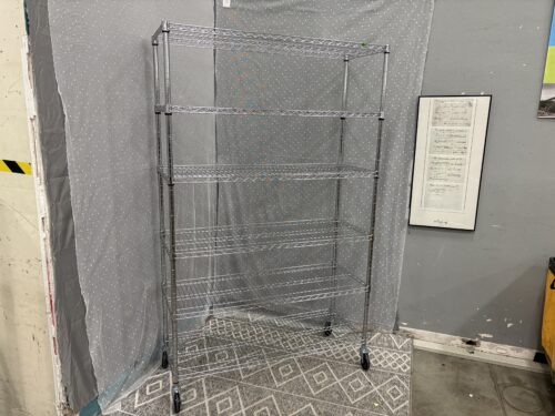 77" 6 Tier Rolling Metal Utility Shelf
