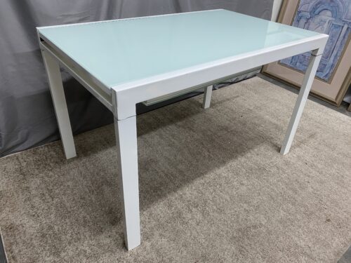 Blue & White Glass Top Built-in Extendable Dining Table