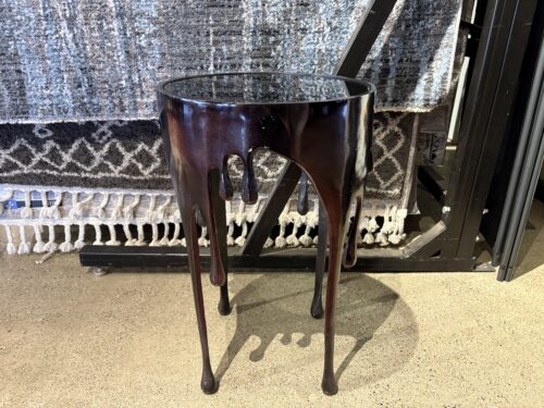 Metal Drip Accent Table with Glass Top