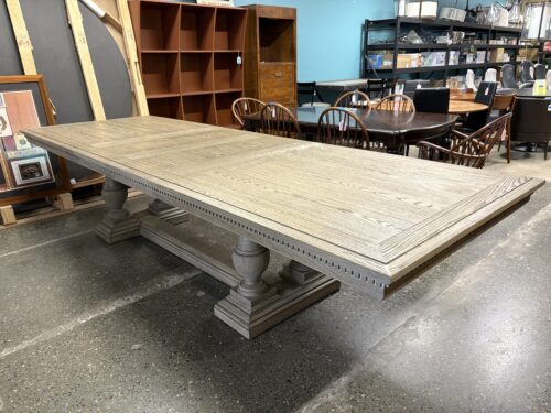 RESTORATION HARDWARE St. James Antiqued Grey Oak Extension Table
