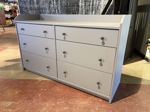 Modern Gray 6-Drawer Dresser with Framed Top