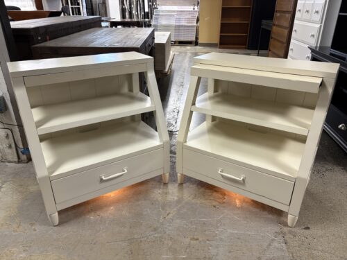 KLAUSSNER Sea Breeze White Shelf Nightstand w/ Touch Light (Set of 2)