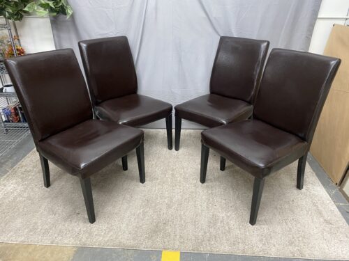 IKEA Ikea Henriksdal Brown Leather High Back Dining Chairs (Set of 4)