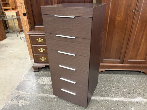 Dark Brown Minimalist 6 Drawer Tall Chest