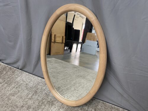 Light Wood Oval Hanging Mirror
