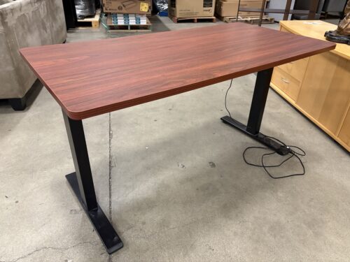 Cherry Finish Adjustable Height Standing Desk