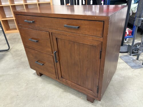 Espresso Finish Office Cabinet with Sleek Metal Pulls