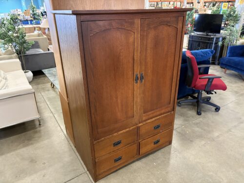 Vintage Wooden Mission Style Armoire