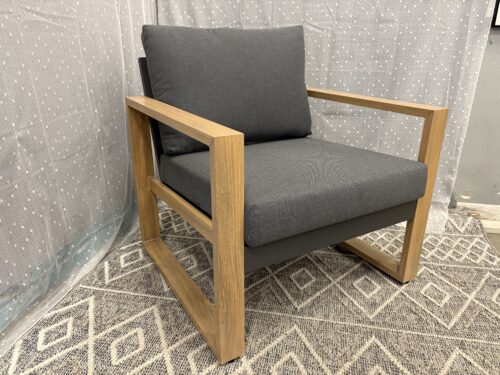 LETRIGHT  Modern Wood and Metal Base Patio Chair