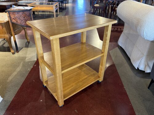 Three Tier Rolling Kitchen Cart in Medium Oak