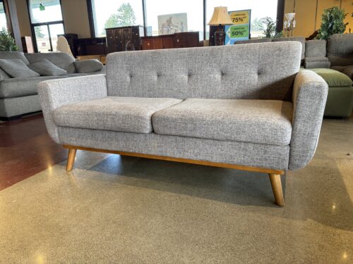 Modern Button Tufted Heather Grey Loveseat
