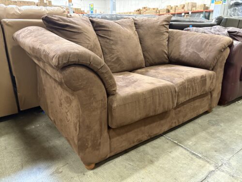 Brown Plush Microsuede Loveseat