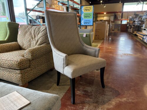 Highback Upholstered Chair with Geometric Pattern