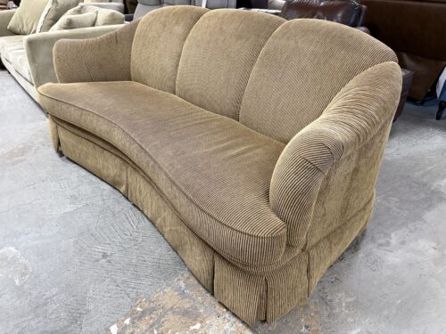 ENGLAND SOFA Beige Corduroy Curved Sofa w/ Skirt
