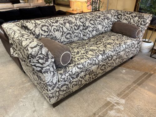 EXPRESSIONS Tan Damask Upholstered Traditional Sofa