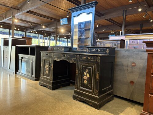 HORCHOW for Neiman Marcus Black Vanity with Floral Painted Motif