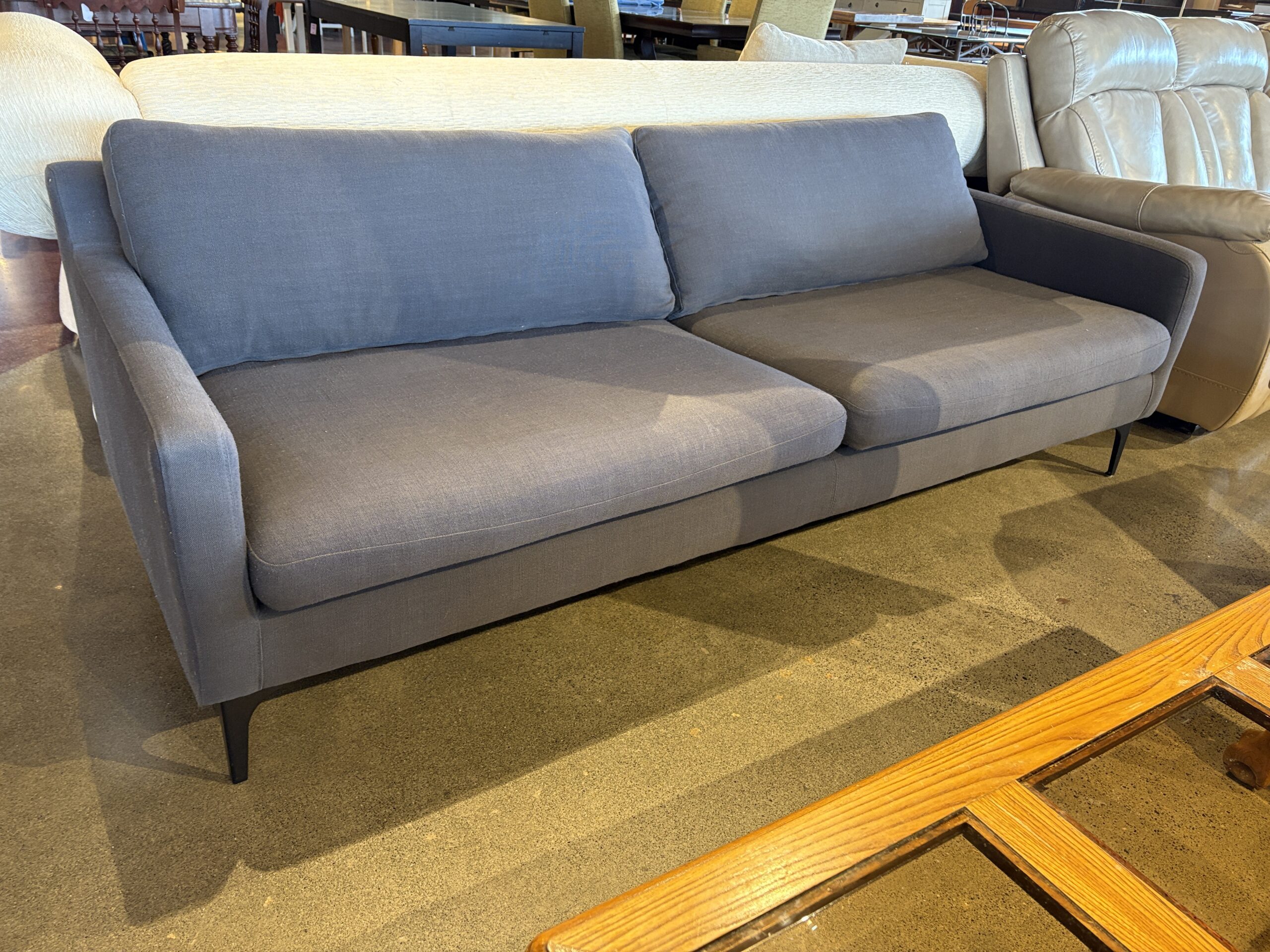 Modern Dark Grey Couch with Metal Legs