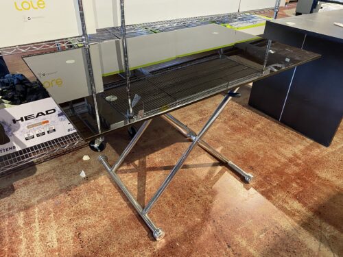 Modern Adjustable Dark Glass Top Desk