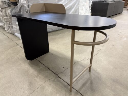 Modern Contemporary Black and Beige Desk with Accesory Bar
