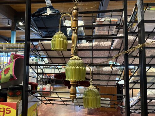 Vintage Hanging Swag Lamp with Central Post