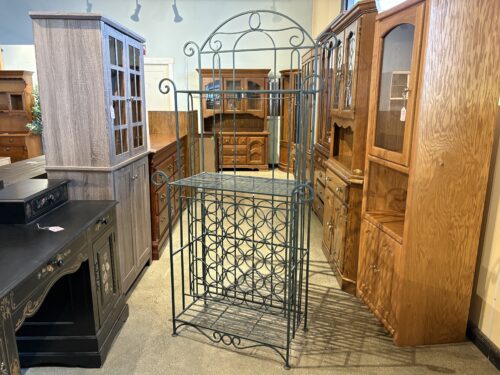 Wrought Iron 3-Tier Backers Rack with Wine Rack