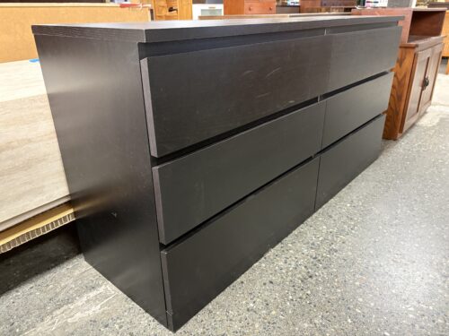 Black Modern 6-Drawer Low Dresser