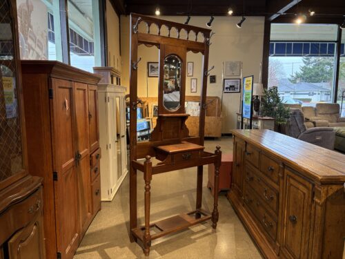 Vintage Rustic Hall Tree with Mirror