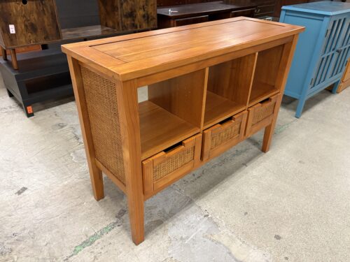 Honey Rattan Console Table w/ 3-Drawers