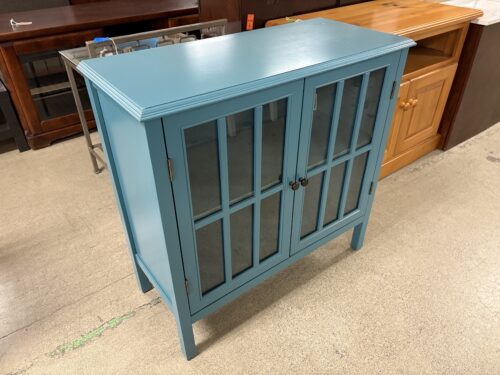 Teal Petite Cabinet w/ Glass Doors