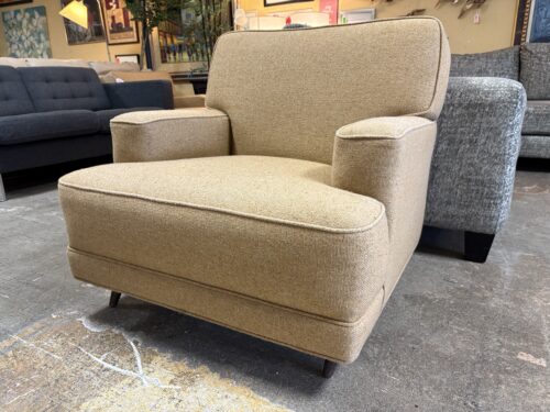 Vintage Mid-Century Modern Wheat Fabric Armchair
