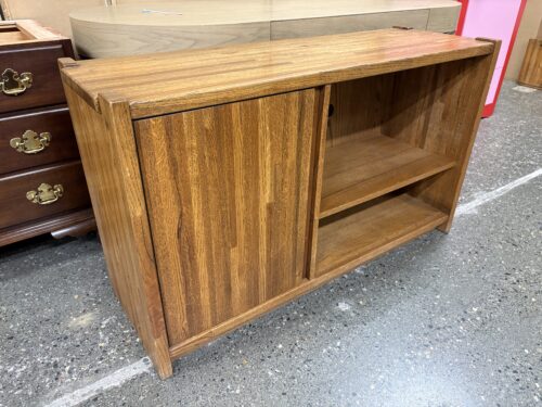 Natural Wood Finish TV Stand w/ Cabinet