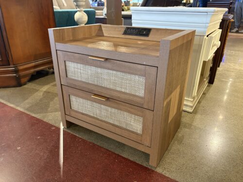 Bohemian Light Oak 2-Drawer Nightstand with Electrical Outlet