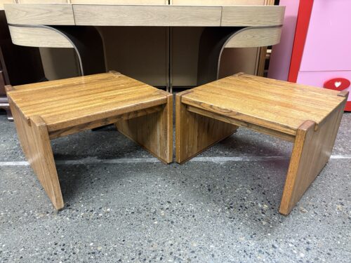 Natural Wood Finish Square End Tables (Set of 2)