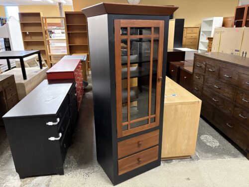 ETHAN ALLEN Impressions Black & Brown Media Cabinet