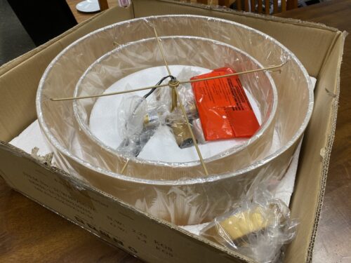 NEW! Gold & Bamboo 4-Light Round Chandelier