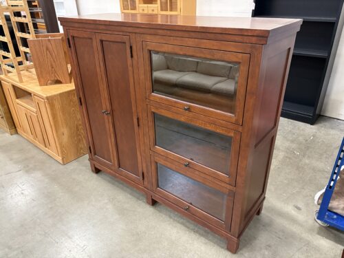 BASSETT Wooden Barrister Bookcase with Side Cabinet and 3 Glass Doors
