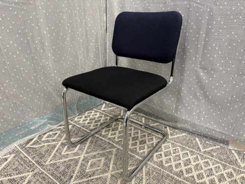 KNOLL Cesca Armless Cantilever Side Chair in Black and Navy Blue