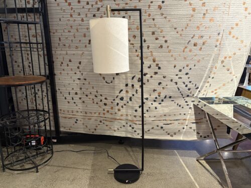 Sleek Black Arc Lamp with White Shade