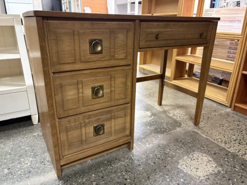 Light Brown Natural Finish 4-Drawer Writing Desk