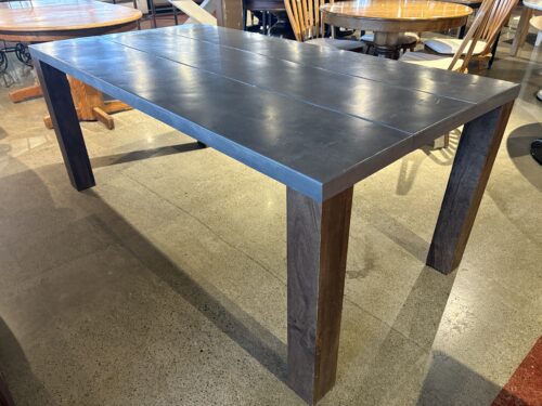 Rustic Industrial Dining Table with Metal Top