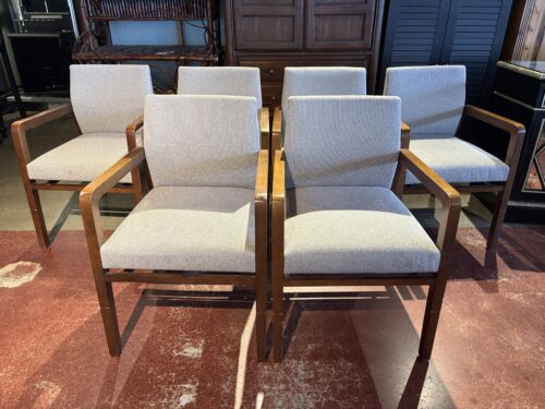 BERNHARDT Helium Gray Guest Lobby Chair with Wooden Frame (Set of 6)