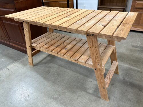 Natural Finish 2 Tier Wooden Work Bench