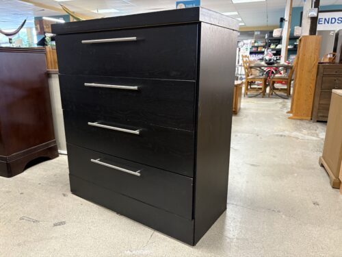 Black 4-Drawer Bachelor Chest w/ Chrome Handles