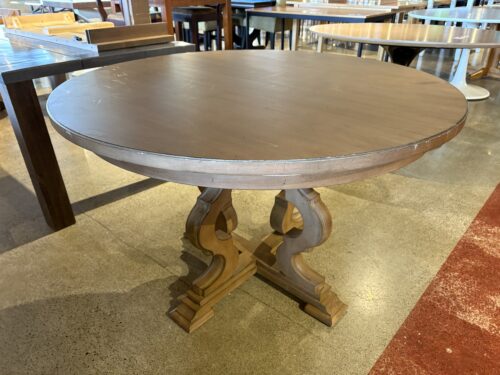 ETHAN ALLEN Aelin Light Brown Wooden Round Dining Table