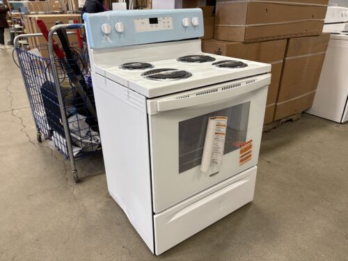 NEW! WHIRLPOOL 30" 4 Burner Freestanding Electric Range in White Model #WFC150M0JW4