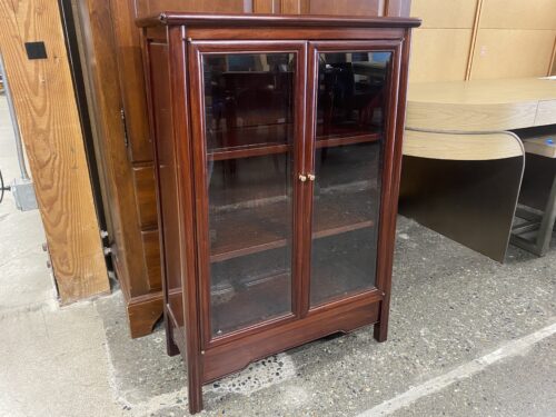 Dark Solid Wood Cherry Stained 3-Shelf Side Cabinet