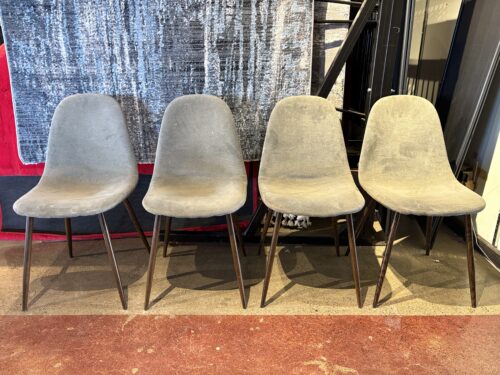 Gray Shell Dining Chairs with Brown Wooden Legs (Set of 4)